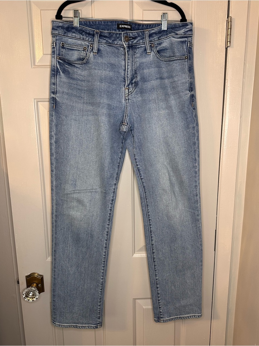 Express Light Blue Straight Leg Jeans